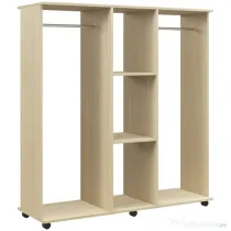 HOMCOM Dulap cu 5 Rafturi și 6 Roți, 120x40x128 cm, Negru | Aosom Romania