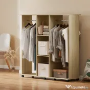 HOMCOM Dulap cu 5 Rafturi și 6 Roți, 120x40x128 cm, Negru | Aosom Romania 