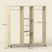 HOMCOM Dulap cu 5 Rafturi și 6 Roți, 120x40x128 cm, Negru | Aosom Romania 
