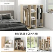 HOMCOM Dulap cu 5 Rafturi și 6 Roți, 120x40x128 cm, Negru | Aosom Romania 