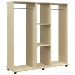 HOMCOM Dulap cu 5 Rafturi și 6 Roți, PAL, 120x40x128 cm, Lemn Natural