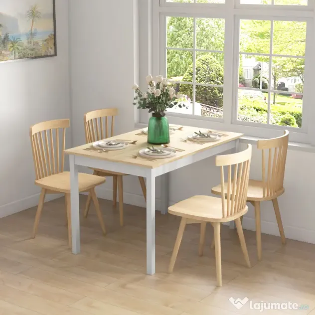 HOMCOM Masa de luat masa pentru 4, Masa de bucatarie stil rustic | Aosom Romania