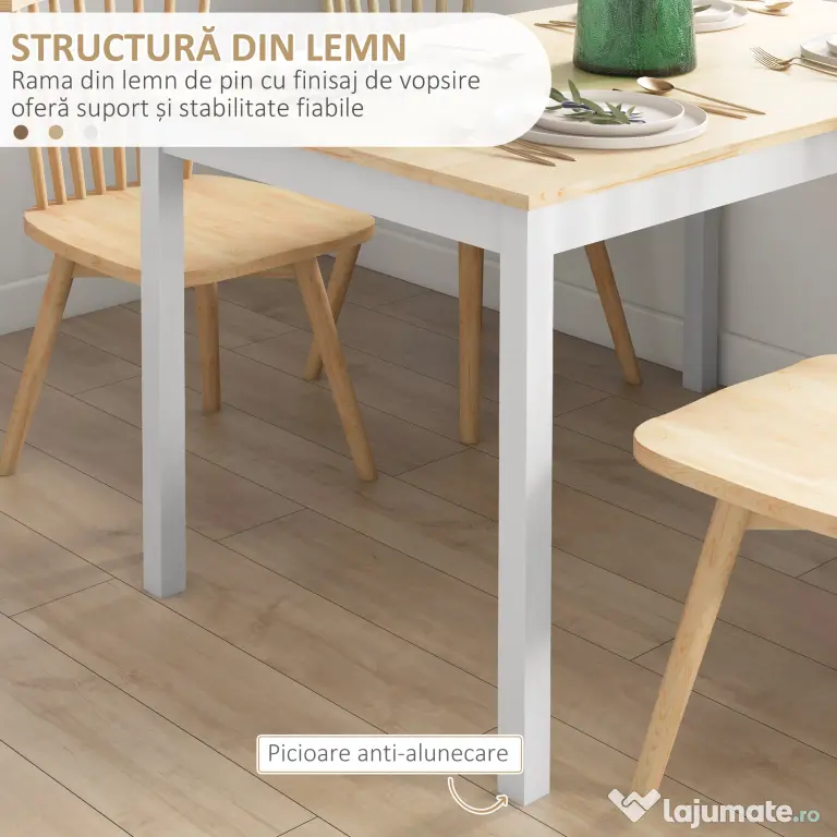 HOMCOM Masa de luat masa pentru 4, Masa de bucatarie stil rustic | Aosom Romania
