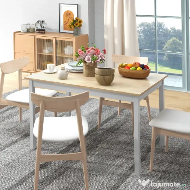 HOMCOM Masa de luat masa pentru 4, Masa de bucatarie stil rustic | Aosom Romania