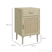 HOMCOM Set de 2 Mese Noptiera, Mese Laterale din Ratan cu Sertar | Aosom Romania 