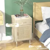 HOMCOM Set de 2 Mese Noptiera, Mese Laterale din Ratan cu Sertar | Aosom Romania 