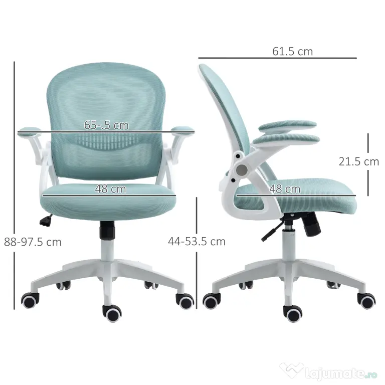 Vinsetto Scaun Birou Ergonomic Albastru Dimensiuni Variabile Suport Lombar Integrat | Aosom Romania