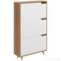 HOMCOM Dulap pentru Pantofi cu Economie de Spațiu cu 3 Sertare și Raft Reglabil, Suport Subțire pentru, 72x24x119 cm, Alb | Aosom Romania