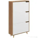 HOMCOM Dulap pentru Pantofi cu Economie de Spațiu cu 3 Sertare și Raft Reglabil, Suport Subțire pentru, 72x24x119 cm, Alb