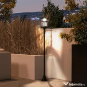 Outsunny Stâlp Solar de Grădină, Înalt de 184cm, cu Lumină LED Alb Rece și IP44, Negru 