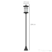 Outsunny Stâlp Solar de Grădină, Înalt de 184cm, cu Lumină LED Alb Rece și IP44, Negru 