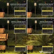 Outsunny Stâlp Solar de Grădină, Înalt de 184cm, cu Lumină LED Alb Rece și IP44, Negru 