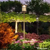 Outsunny Stâlp Solar de Grădină, Înalt de 184cm, cu Lumină LED Alb Rece și IP44, Negru 