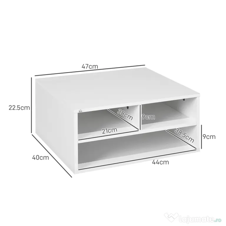 HOMCOM Suport pentru Imprimantă cu 2 Niveluri, 47x40x27.5 cm, Alb | Aosom Romania
