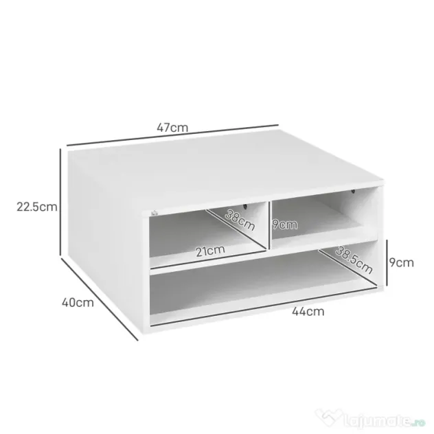 HOMCOM Suport pentru Imprimantă cu 2 Niveluri, 47x40x27.5 cm, Alb | Aosom Romania