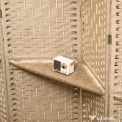 HOMCOM Paravan Interior Pliabil cu 4 Panouri și Rafturi, 160x1,6x170 cm, Natural | Aosom Romania 