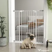 PawHut Poartă Reglabilă pentru Câini Înaltă cu Ușă Mică și Închidere Automată, 74-101x104cm, Alb | Aosom Romania 