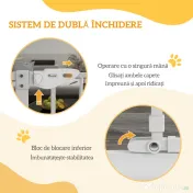 PawHut Poartă Reglabilă pentru Câini Înaltă cu Ușă Mică și Închidere Automată, 74-101x104cm, Alb | Aosom Romania 