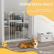 PawHut Poartă Reglabilă pentru Câini Înaltă cu Ușă Mică și Închidere Automată, 74-101x104cm, Alb | Aosom Romania 