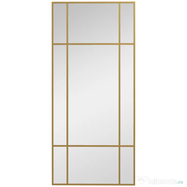HOMCOM Oglindă de Perete Stil Fereastră cu Montare Verticală și Orizontală, 110x50cm, Aurie