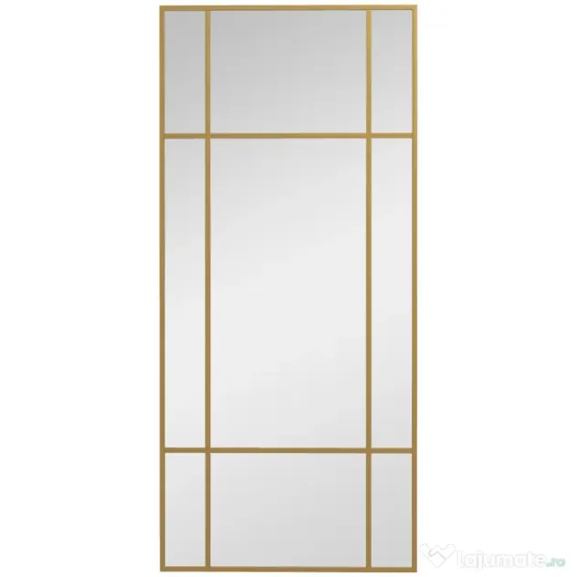 HOMCOM Oglindă de Perete Stil Fereastră cu Montare Verticală și Orizontală, 110x50cm, Aurie