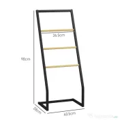 HOMCOM Suport pentru prosoape cu 4 bare din oțel și bambus, 40.5x28x98cm, negru și culoare lemn