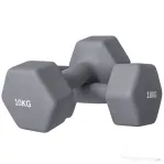 SPORTNOW Set de 2 Greutăți Hexagonale, Gantere cu Prindere Antiderapantă pentru Antrenament de Fitness Acasă, 26x12x12 cm, Gri