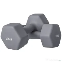 SPORTNOW Set de 2 Greutăți Hexagonale, Gantere cu Prindere Antiderapantă pentru Antrenament de Fitness Acasă,  28x10x10 cm, Gri | Aosom Romania
