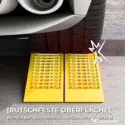 HOMCOM Set de 2 Rampe de Încărcare din Plastic pentru Mașini, cu Capacitate de 3 Tone și Suprafață Antiderapantă, Galben 