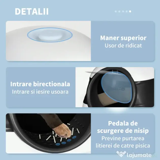 PawHut Litieră pentru Pisici cu Capac, Lopățică și Deodorant Inclus, 52x41x38 cm, Negru | Aosom Romania