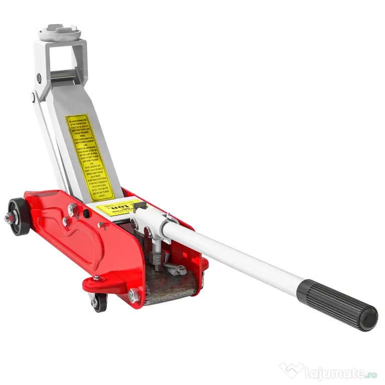 HOMCOM Cric Hidraulic cu Ridicare 12-30 cm și Capacitate 2.5 Tone, din Oțel Întărit, Roșu și Gri