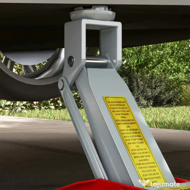 HOMCOM Cric Hidraulic cu Ridicare 12-30 cm și Capacitate 2.5 Tone, din Oțel Întărit, Roșu și Gri
