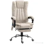 Vinsetto Scaun de Birou cu Masaj, Încălzire, Înălțime Reglabilă și Suport pentru Picioare, 62x70x113-120 cm, Crem