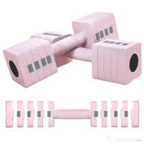SPORTNOW Set 2 Gantere de 5 kg, Pătrate și Antiderapante cu Plăci Detașabile, din Oțel și ABS, 32x9x9 cm, Roz | Aosom Romania
