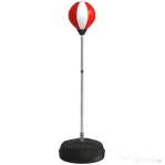 HOMCOM Sac de Box de Podea cu Înălțime Reglabilă, Mănuși de Box și Bază Umplută, 43x43x126-144 cm, Roșu și Alb