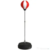 HOMCOM Sac de Box de Podea cu Înălțime Reglabilă, Mănuși de Box și Bază Umplută, 43x43x126-144 cm, Roșu și Alb 