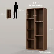 HOMCOM Bibliotecă cu 7 Suporturi Diferite, 50x24x106 cm, Maro Rustic