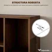 HOMCOM Bibliotecă cu 7 Suporturi Diferite, 50x24x106 cm, Maro Rustic