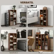HOMCOM Bibliotecă cu 7 Suporturi Diferite, 50x24x106 cm, Maro Rustic