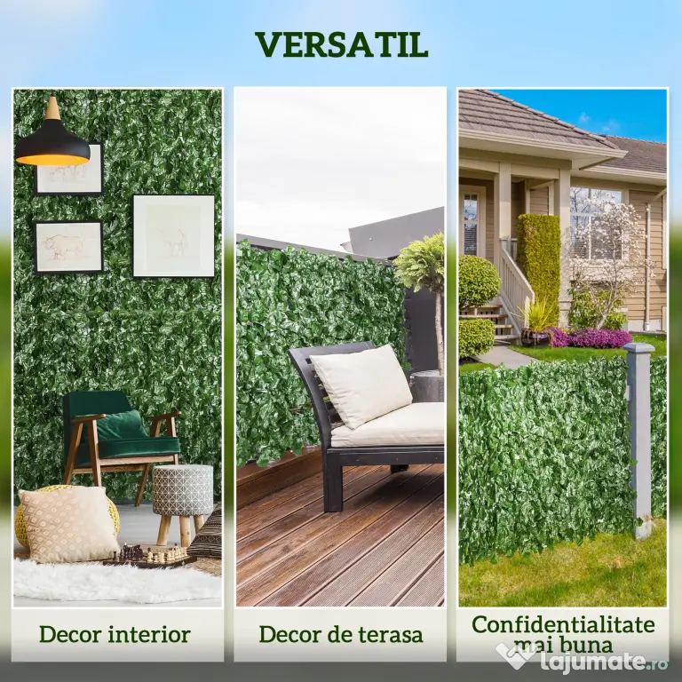 Outsunny Rulou de Gard Viu Artificial pentru Balcon si Gradina