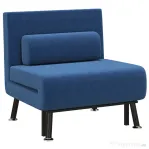 HOMCOM Fotoliu-Pat cu Spătar Reglabil în 5 Poziții, în Țesătură cu Efect de Lino și Oțel, 75x70x75 cm, Albastru Închis