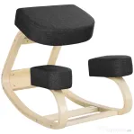 Vinsetto Scaun Ergonomic de Îngenunchere, Scaun Balansoar din Lemn de Mesteacăn pentru Corectarea Poziției, Negru, 51x69x58cm