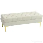 HOMCOM Bancă pentru capătul patului, tapițată cu material textil matlasat cu efect de catifea, 118x45x42 cm, bej