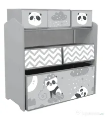 ZONEKIZ Raft Mobil pentru Jucării, Comodă cu 6 Rafturi Detașabile din Material Textil, 63x30x66 cm, Gri | Aosom Romania