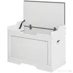 HOMCOM Bancă de depozitare de 103L multifuncțională din lemn cu pernă din țesătură, 75x40x56cm, albă