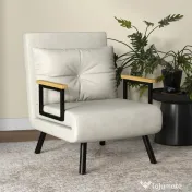 HOMCOM Canapele Extensibile Individuală Alb Crem 63x73x81 cm cu Pernă Extensibilă pe 5 Nivele | Aosom Romania