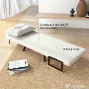 HOMCOM Canapele Extensibile Individuală Alb Crem 63x73x81 cm cu Pernă Extensibilă pe 5 Nivele | Aosom Romania