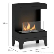 HOMCOM Șemineu pe Bioetanol cu Arzător 0,9L pentru Durată 3,3 Ore, Bioșemineu din Oțel și Sticlă, 38x22x54 cm, Negru | Aosom Romania
