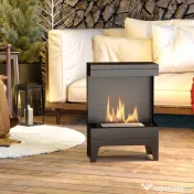 HOMCOM Șemineu pe Bioetanol cu Arzător 0,9L pentru Durată 3,3 Ore, Bioșemineu din Oțel și Sticlă, 38x22x54 cm, Negru | Aosom Romania