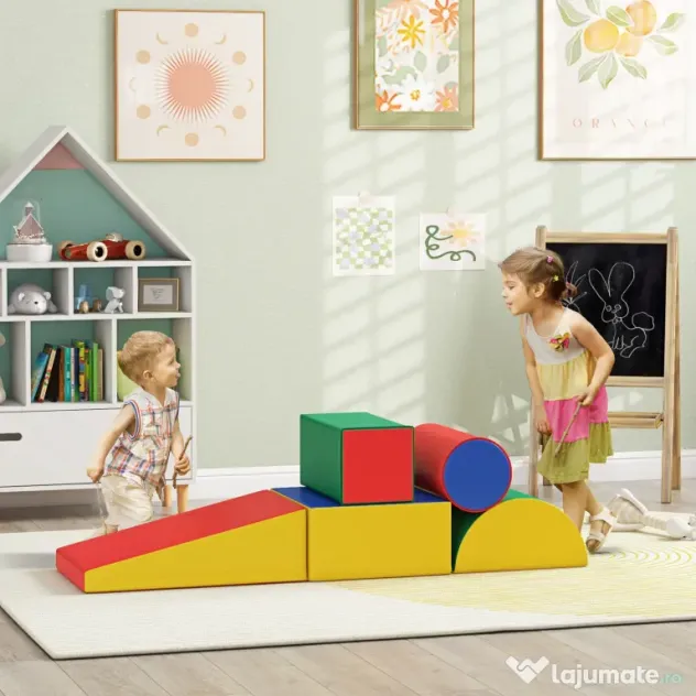 HOMCOM Set Construcții Moi pentru Copii 1-3 Ani cu 5 Blocuri, Multicolor | Aosom Romania